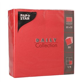 Servetten DAILY Collection 1/4 vouw 2 laags 32cm x 32cm Rood