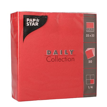 Servetten DAILY Collection 1/4 vouw 2 laags 32cm x 32cm Rood