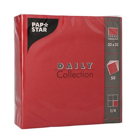 Servetten DAILY Collection 1/4 vouw 2 laags 32cm x 32cm Bordeaux