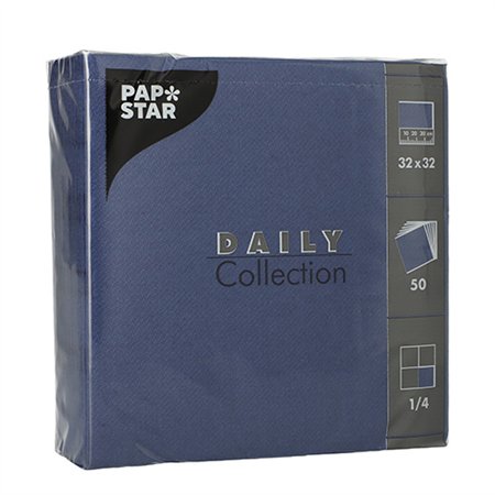 Servetten DAILY Collection 1/4 vouw 2 laags 32cm x 32cm Donkerblauw