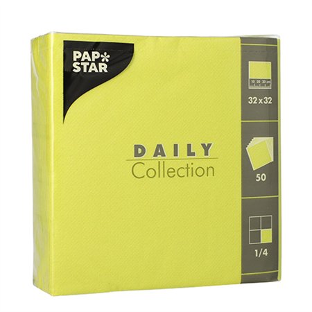 Servetten DAILY Collection 1/4 vouw 2 laags 32cm x 32cm Lime - Horecavoordeel.com
