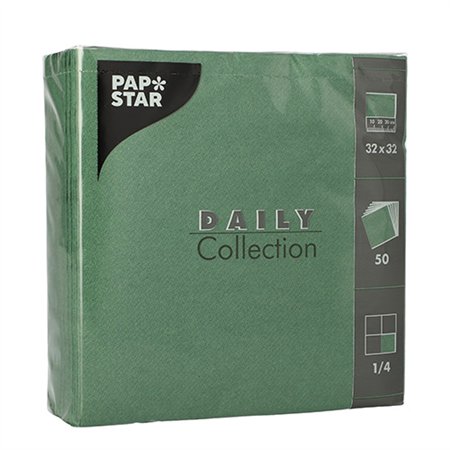 Servetten DAILY Collection 1/4 vouw 2 laags 32cm x 32cm Donkergroen