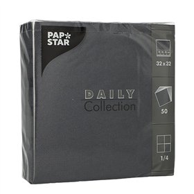Servetten DAILY Collection 1/4 vouw 2 laags 32cm x 32cm Zwart