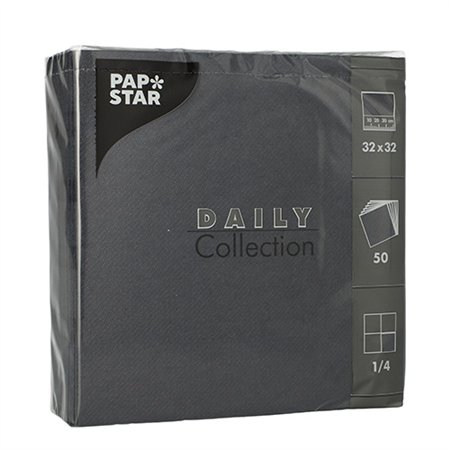 Servetten DAILY Collection 1/4 vouw 2 laags 32cm x 32cm Zwart