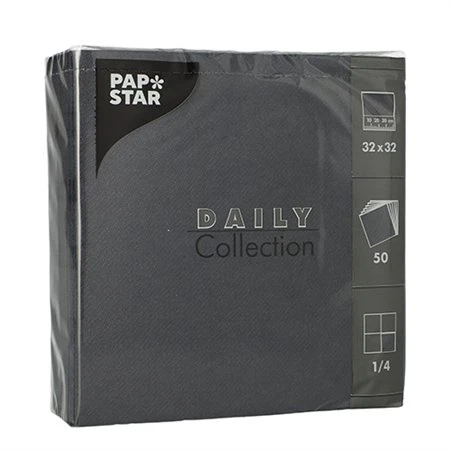 Servetten DAILY Collection 1/4 vouw 2 laags 32cm x 32cm Zwart