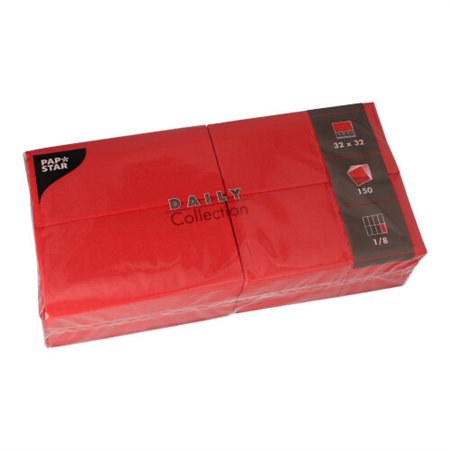 Servetten DAILY Collection 1/8 vouw 32cm x 32cm Rood