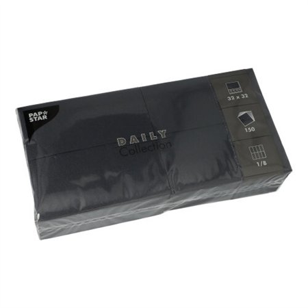 Servetten DAILY Collection 1/8 vouw 32cm x 32cm Zwart