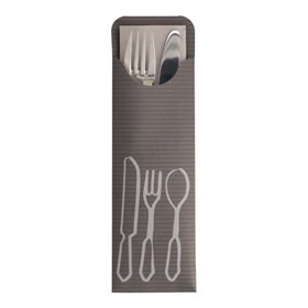 Bestekzakjes 23,5cm x 7,3cm antraciet inclusief gekleurde servet Bistro - Horecavoordeel.com