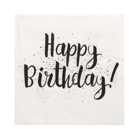 Servetten 3-laags 1/4 vouw 33cm x 33cm Happy Birthday - Horecavoordeel.com