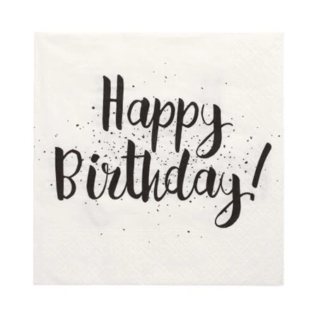 Servetten 3-laags 1/4 vouw 33cm x 33cm Happy Birthday
