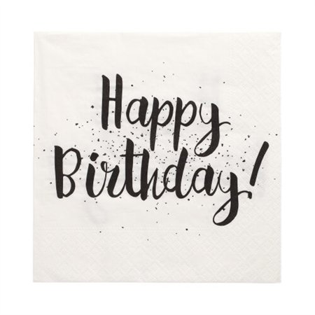 Servetten 3-laags 1/4 vouw 33cm x 33cm Happy Birthday - Horecavoordeel.com