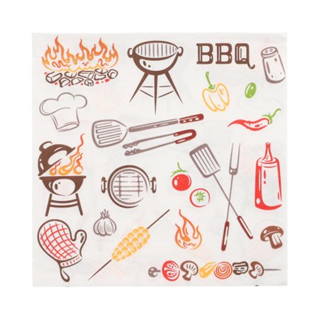 Servetten 3-laags 1/4 vouw 33cm x 33cm Time for BBQ - Horecavoordeel.com