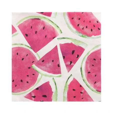 Servetten 3-laags 1/4 vouw 33cm x 33cm Watermelon
