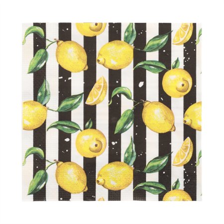 Servetten 3-laags 1/4 vouw 33cm x 33cm Citrus Lines