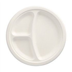 Borden van Suikerriet Pure 3-vaks Ø 23cm x 2cm Wit - Horecavoordeel.com