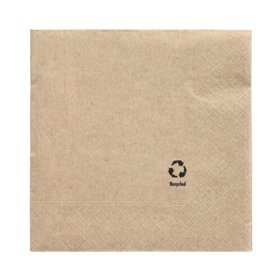 Servetten 3-laags 1/4 vouw 33cm x 33cm Natuur gemaakt van gerecycled Papier