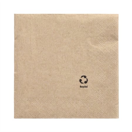 Servetten 3-laags 1/4 vouw 33cm x 33cm Natuur gemaakt van gerecycled Papier - Horecavoordeel.com