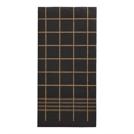 Servetten 2-laags PUNTO 1/8 vouw 39cm x 40cm Zwart/goud Kitchen Towel micro reliëf