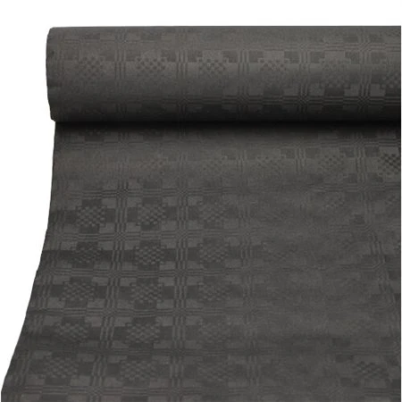 Tafelkleed Papier met damastprint 50 m x 1 m Zwart