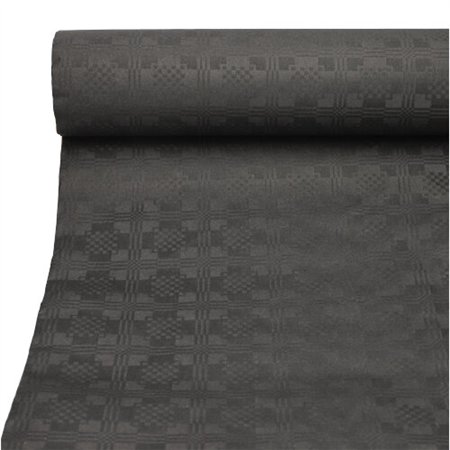 Tafelkleed Papier met damastprint 50 m x 1 m Zwart - Horecavoordeel.com