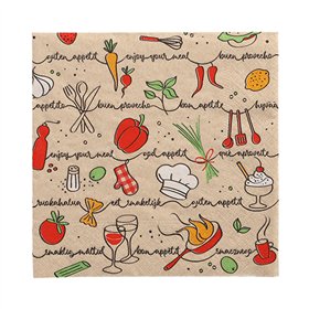Servetten 3-laags 1/4 vouw 33cm x 33cm Natuur Enjoy your meal gemaakt van gerecycled Papier - Horecavoordeel.com