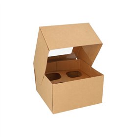 Cupcake-dozen vierkant 10cm x 17,5cm x 17,5cm met PLA venster - Horecavoordeel.com