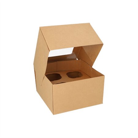 Cupcake-dozen vierkant 10cm x 17,5cm x 17,5cm met PLA venster - Horecavoordeel.com