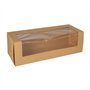 Gebaksdozen met deksel rechthoekig 10cm x 32cm x 12cm met PLA venster - Horecavoordeel.com