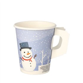Drinkbekers met handgreep Karton 0,2 l Ø 8cm x 9,3cm Snowman