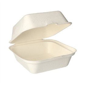 Hamburgerboxen Suikerriet Pure 8cm x 14cm x 15cm Wit - Horecavoordeel.com