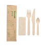 Besteksets Hout Pure : Mes Vork Koffielepel Servet in papieren sleeve