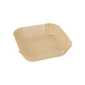 Bakpapier 16cm x 16cm x 4,5cm Bruin voor Airfryer / heteluchtfriteuses - Horecavoordeel.com
