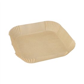 Bakpapier 20cm x 20cm x 4,5cm Bruin voor Airfryer / heteluchtfriteuses - Horecavoordeel.com