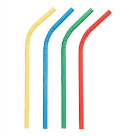 Milkshake rietjes Papier Ø 8mm x 25cm kleuren assortiment flexibel