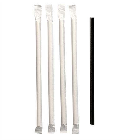 Drinkrietjes Papier Ø 6mm x 20cm Zwart per stuk verpakt