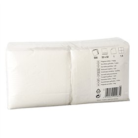 Servetten 1-laags 1/4 vouw 32cm x 32cm Wit