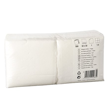 Servetten 1-laags 1/4 vouw 32cm x 32cm Wit