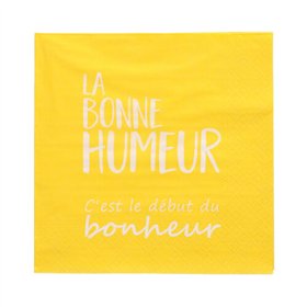 Servetten 3-laags 1/4 vouw 33cm x 33cm Geel La Bonne Humeur - Horecavoordeel.com