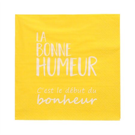 Servetten 3-laags 1/4 vouw 33cm x 33cm Geel La Bonne Humeur - Horecavoordeel.com