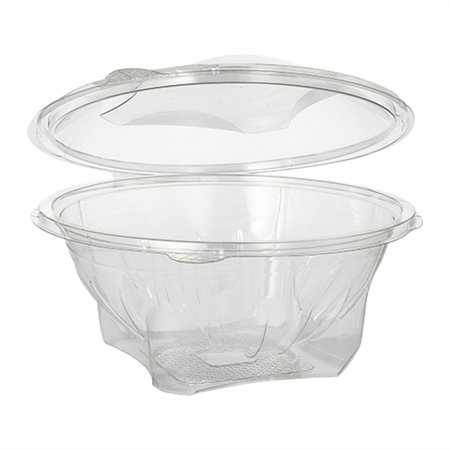 Saladebakken met deksels R-PET rond 1000ml Ø 18,5cm x 7,8cm Glashelder