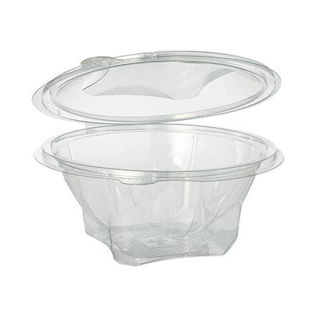 Saladebakken met deksels R-PET rond 750ml Ø 17,4cm x 7,3cm Glashelder