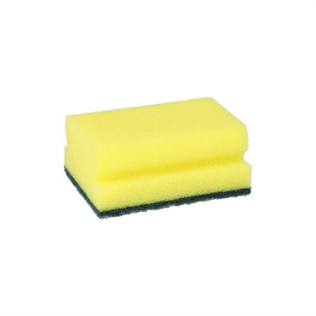 Pannensponsen rechthoekig 4,1cm x 9,5cm x 6,8cm Geel/Groen met handgreep - Horecavoordeel.com
