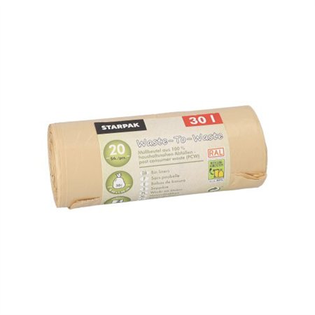 Vuilniszakken gemaakt van 100% PCW Waste-To-Waste 30 l 60cm x 50cm Beige