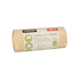 Vuilniszakken met draaggrepen gemaakt van 100% PCW Waste-To-Waste 30 l 65cm x 55cm Beige