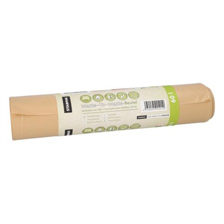 Huisvuilzakken gemaakt van 100% PCW Waste-To-Waste 60 l 85cm x 60cm Bruin - Horecavoordeel.com