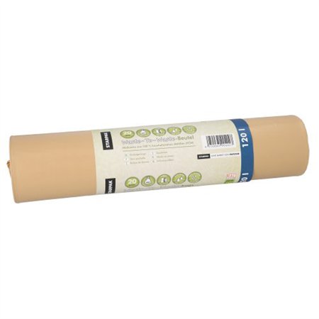 Huisvuilzakken gemaakt van 100% PCW Waste-To-Waste 120 l 110cm x 70cm Bruin - Horecavoordeel.com