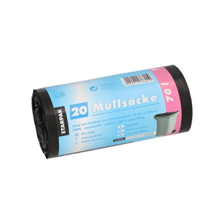 Industrie afvalzakken HDPE 70 l 100cm x 58cm Zwart - Horecavoordeel.com