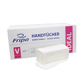 Blad Handdoekjes V-vouw 23cm x 25cm Wit Zigzag 1-laags - Horecavoordeel.com