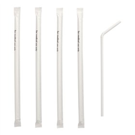 Flexibele drinkrietjes Medi-Inn® Ø 6mm x 24cm Wit per stuk verpakt - Horecavoordeel.com