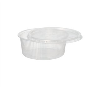 Saladebakken met vaste deksel PP rond 200ml Ø 10,5cm x 4,5cm Transparant